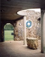 Inside the courtyard. That's the altar. Sophie liked the portholes.